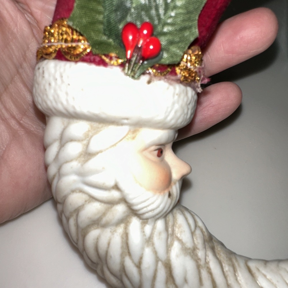 Christmas Cresent Man in the Moon Old World Ceramic Hanging‎ Ornament Vintage